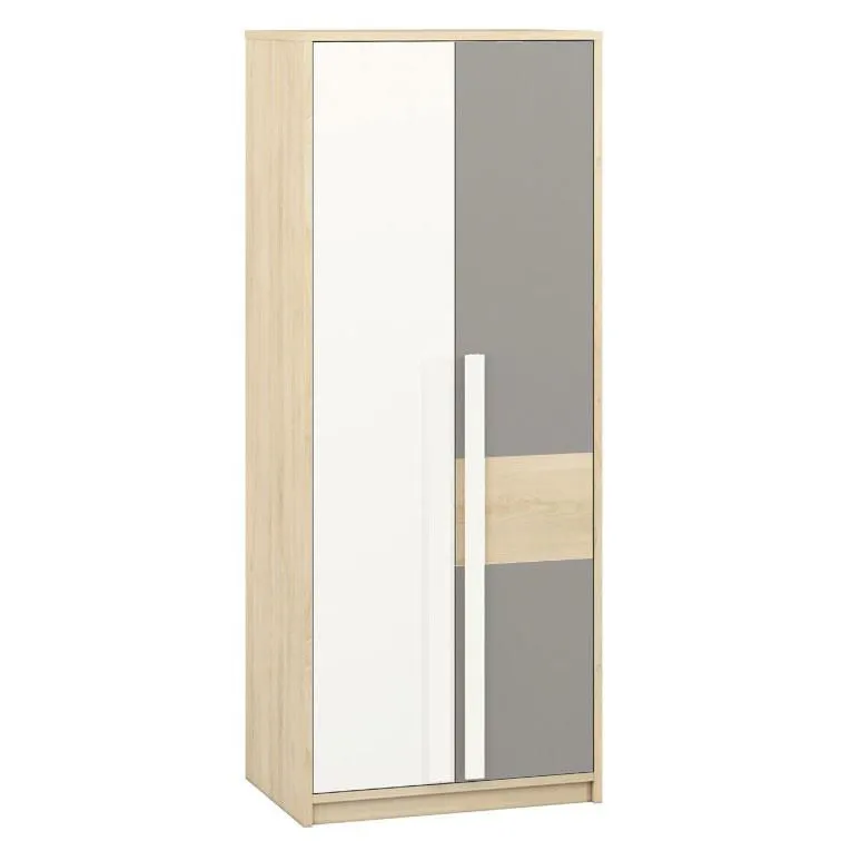 Jugendkleiderschrank, Farbe: Buche / Weiß / Platingrau - Abmessungen: 199 x 80 x 55 cm (H x B x T) Abbildung