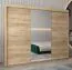 Schiebetürenschrank / Kleiderschrank Bisaurin 6B mit Spiegel, Farbe: Eiche Sonoma - Abmessungen: 200 x 250 x 62 cm ( H x B x T)