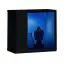Wohnwand mit zwei TV-Unterschränke Volleberg 57, Farbe: Grau / Schwarz - Abmessungen: 150 x 250 x 40 cm (H x B x T), mit blauer LED-Beleuchtung