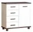 Jugendzimmer - Kommode Hermann 05, Farbe: Weiß gebleicht / Braun, teilmassiv - 91 x 94 x 40 cm (H x B x T)