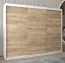 250 cm breiter Kleiderschrank mit 10 Fächern und 3 Türen | Farbe: Sonoma Eiche / Weiß Abbildung