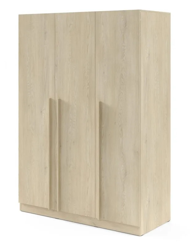 3-türiger Kleiderschrank | Farbe: Eiche Cremona |mit 2 Schubladen | 1 Kleiderstange | 150 x 61 x 210 cm | 6 Einlegeböden | ABS-Kanten | Edegem 02