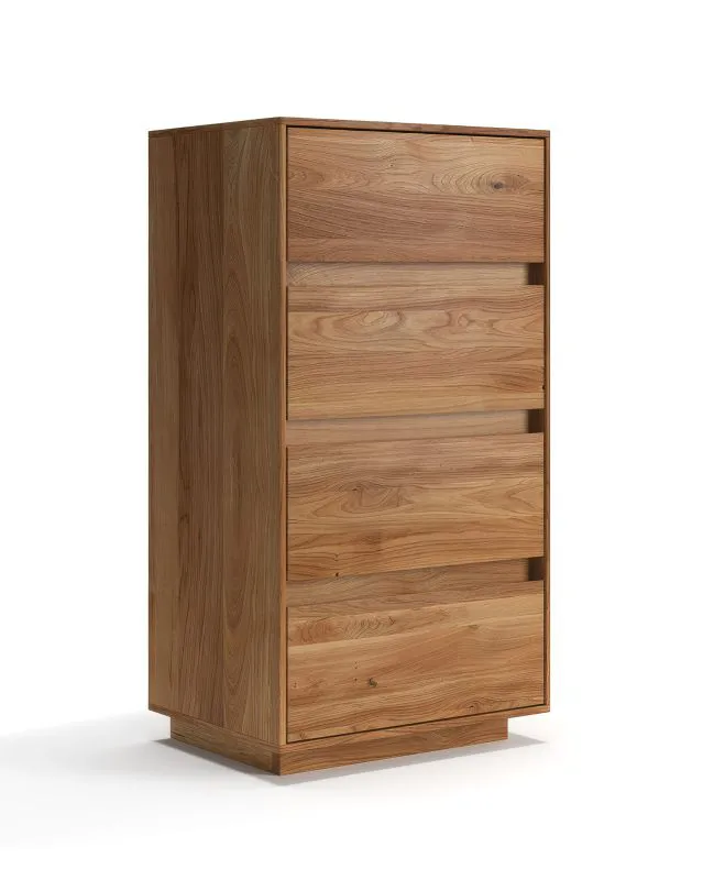 Kommode | Massivholz | Eichenholz geölt | Push-to-open Funktion | 4 Schubladen | Soft-Close Funktion | 54 x 40 x 100 cm | Stilvoll und Modern