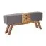 Sitzbank aus Mango Massivholz, Farbe: Mango / Grau - Abmessungen: 56 x 120 x 30 cm (H x B x T) mit Stoffbezug