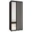 Kleiderschrank Mina mit Schiebetüren und Spiegel, Schwarz/Weiß gehalten, moderne Optik, viel Stauraum, Anti Staubbürsten, robust, 235,2 x 120 x 60 cm