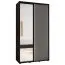 Kleiderschrank Mina mit Schiebetüren und Spiegel in Weiß/Schwarz, viel Stauraum, Anti Staubbürsten, auch für Wohnzimmer geeignet, 235,2 x 130 x 60 cm