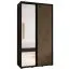 Schwarzer Schiebetürenschrank Mina mit Spiegel, auch für Wohnzimmer geeignet, Schwarzer Metallgriff, viel Stauraum, Anti Staubbürsten, 235,2 x 140 x 60 cm