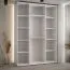 Weißer Schiebetürenschrank Tharo, inklusive Anti Staubbürsten, auch für Wohnzimmer geeignet, Schwarzer Metallgriff, viel Stauraum, 235,2 x 170 x 45 cm