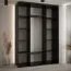 Kleiderschrank Tharo mit Schiebetüren in Schwarz/Eiche gehalten, viel Stauraum, auch für Wohnzimmer geeignet, Anti Staubbürsten, 235,2 x 180 x 45 cm
