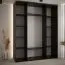 Schiebetürenschrank Tharo in Schwarz/Eiche, Anti Staubbürsten, schwarze Metallgriffe, auch für Wohnzimmer geeignet, viel Stauraum, 235,2 x 200 x 45 cm