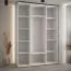 Weißer Schiebetürenschrank Tharo, inklusive Anti Staubbürsten, auch für Wohnzimmer geeignet, Schwarzer Metallgriff, viel Stauraum, 235,2 x 170 x 45 cm