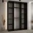 Schiebetürenschrank Tharo in Schwarz/Weiß, auch für Wohnzimmer geeignet,  Anti Staubbürsten, schwarze Metallgriffe, platzsparend, 235,2 x 180 x 45 cm