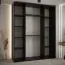 Schiebetürenschrank Tharo in Schwarz/Eiche, Anti Staubbürsten, schwarze Metallgriffe, auch für Wohnzimmer geeignet, viel Stauraum, 235,2 x 200 x 45 cm