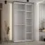 Weißer Schiebetürenschrank Tharo, 235,2 x 140 x 45 cm, auch für Wohnzimmer geeignet, Schwarzer Metallgriff, viel Stauraum, platzsparend, moderne Optik