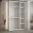 Kleiderschrank Tharo mit Schiebetüren in Weiß/Eiche gehalten, Anti Staubbürsten, platzsparend, viel Stauraum, 235,2 x 150 x 45 cm, robustes Material