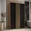 Schiebetürenschrank Tharo in Eiche/Schwarz, 235,2 x 160 x 45 cm, viel Stauraum, auch für Wohnzimmer geeignet, Metallgriff in schwarz, Anti Staubbürsten