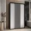 Kleiderschrank Tharo mit Schiebetüren, Weiß/Schwarz gehalten, viel Stauraum, 235,2 x 160 x 45 cm, auch für Wohnzimmer geeignet, Anti Staubbürsten