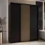 Schwarzer Schiebetürenschrank Mina, modernes Design, schwarze Metallgriffe, Anti-Staubbürsten, platzsparend, viel Stauraum, robust, 235,2 x 200 x 60 cm