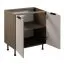 Küchenunterschrank | 2 Drehtüren | Farbe: Eiche Baltic Storm / Beige | 2 Fächer | Soft-Close Funktion | 80 x 52 x 87 cm | Metallgriffe | verstellbare Beine