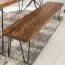 Handgefertigte Sitzbank aus Sheesham Massivholz, Farbe: Sheesham / Schwarz - Abmessungen: 45 x 120 x 40 cm (H x B x T), mit metallenen Haarnadelbeinen