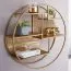Wandregal rund aus Mango Massivholz und Rattan, Farbe: Mango - Abmessungen: 62 x 62 x 17 cm (H x B x T)