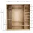 Falttür / Kleiderschrank | Farbe: Beige / Eiche | 2 Türen | inkl. LED-Beleuchtung mit Bewegungssenor | 200 x 60 x 225 cm | Soft-Close-Funktion | Griffe: Metall