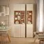Vitrinenschrank | 1 Glastür | Farbe: Beige | 6 Fächer | Griffe: Eiche | Soft-Close-Funktion | Maße: 40 x 42 x 206 cm | inkl. LED-Beleuchtung