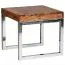 Massivholz Beistelltisch Apolo 184, Farbe: Sheesham / Chrome - Abmessungen: 40 x 45 x 45 cm (H x B x T), Gefertigt in Handarbeit
