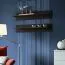 Schlichte Wohnwand Hompland 84, Farbe: Schwarz - Abmessungen: 170 x 160 x 40 cm (H x B x T), mit blauer LED-Beleuchtung