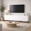TV-Unterschrank Zolvane 2.0 | Weiße Hochglänzend | 200 x 42 x 53,5 cm| 8 Fächern | 4 Türen | Griffloses Design | dekorative geometrische Front