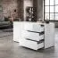 Kommode / Sideboard Beldran | Weiße UV Hochglanzlackierung | Push to Open | 3 Schubladen | 2 Türen | 2 Fächer | 180 x 43 x 87 cm