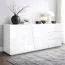 Kommode / Sideboard Beldran | Weiße UV Hochglanzlackierung | Push to Open | 3 Schubladen | 2 Türen | 2 Fächer | 180 x 43 x 87 cm