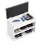 Sitzbank mit Stauraum / Schuhschrank 60 | Farbe: Nimfea alba | 2 Fächer | weicher grauer Stoffbezug | 60 x 32 x 48,6 cm | Sitzbank zum aufklappen