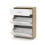 Schuhschrank Stepino | Farbe: Eiche Artisan / Weiß matt | 2 Klappfächer | 1 Schublade |Garderobe | 60 x 30 x 88,5 cm | Flur