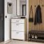 Schuhschrank Stepino | Farbe: Eiche Artisan / Weiß matt | 2 Klappfächer | 1 Schublade |Garderobe | 60 x 30 x 88,5 cm | Flur