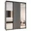 Weißer Spiegelschrank Mina, Schwarzer Metallgriff, viel Stauraum, auch für Wohnzimmer geeignet, 235,2 x 190 x 60 cm, viel Fächer, Einlegeböden