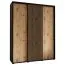 Schiebetürenschrank Tharo in Schwarz/Eiche, Anti Staubbürsten, schwarze Metallgriffe, auch für Wohnzimmer geeignet, viel Stauraum, 235,2 x 200 x 45 cm