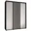 Kleiderschrank Mina mit Schiebetüren, Weiß/Schwarz gehalten, modern, viel Stauraum, Lamellen in Schwarz, Anti Staubbürsten, 235,2 x 200 x 60 cm
