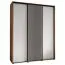 Schiebetürenschrank Mina in Weiß/Eiche, Metallgriffe in schwarz gehalten, Front aus laminierter Platte (16 mm), platzsparend, 235,2 x 200 x 60 cm