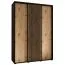 Schiebetürenschrank Mina in Schwarz/Eiche, Front aus laminierter Platte, Anti Staubbürsten, Metallgriffe in schwarz, robust, 235,2 x 170 x 60 cm