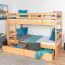 Etagenbett / Stockbett 90 x 200 cm "Easy Premium Line" K17/n inkl. 2 Schubladen und 2 Abdeckblenden, Buche Massivholz Natur lackiert, teilbar