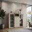 Vitrine Kainanto 08, Farbe: Eiche / Grau - Abmessungen: 140 x 156 x 49 cm (H x B x T)