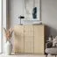Kommode Kiunga 10, Farbe: Buche / Weiß - Abmessungen: 112 x 122 x 40 cm (H x B x T)