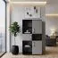 Regal Tabubil 19, Farbe: Wenge / Grau - Abmessungen: 145 x 80 x 41 cm (H x B x T)