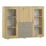 Vitrine Ciomas 02, Farbe: Sonoma Eiche / Grau - Abmessungen: 104 x 135 x 40 cm (H x B x T)