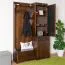 Garderobe mit Spiegel im Landhaus Stil Kiefer massiv Vollholz Walnussfarben 28A, 200 x 125 x 41 cm, mit zwei Schubladen, fünf Haken und eine Hutablage