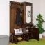 Garderobe mit Spiegel im Landhaus Stil Kiefer massiv Vollholz Walnussfarben 28A, 200 x 125 x 41 cm, mit zwei Schubladen, fünf Haken und eine Hutablage