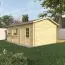 Einzelgarage PA 55 | Fichten- und Kiefernholz | Grundfläche 27,26 m² | Holzgarage mit Satteldach | Doppelflügeltor, Einzelfenster und Einzeltür