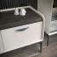 TV-Unterschrank mit 2 Schubladen | Creme | 66 x 167 x 50 cm | Soft Close System | abgerundete Ablagefläche in Eiche-Grau-Dekor | Metallbeine