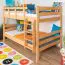 Etagenbett / Stockbett 120 x 190 cm für Kinder "Easy Premium Line" K24/n, Kopf- und Fußteil gerade, Buche Massivholz Natur lackiert, teilbar